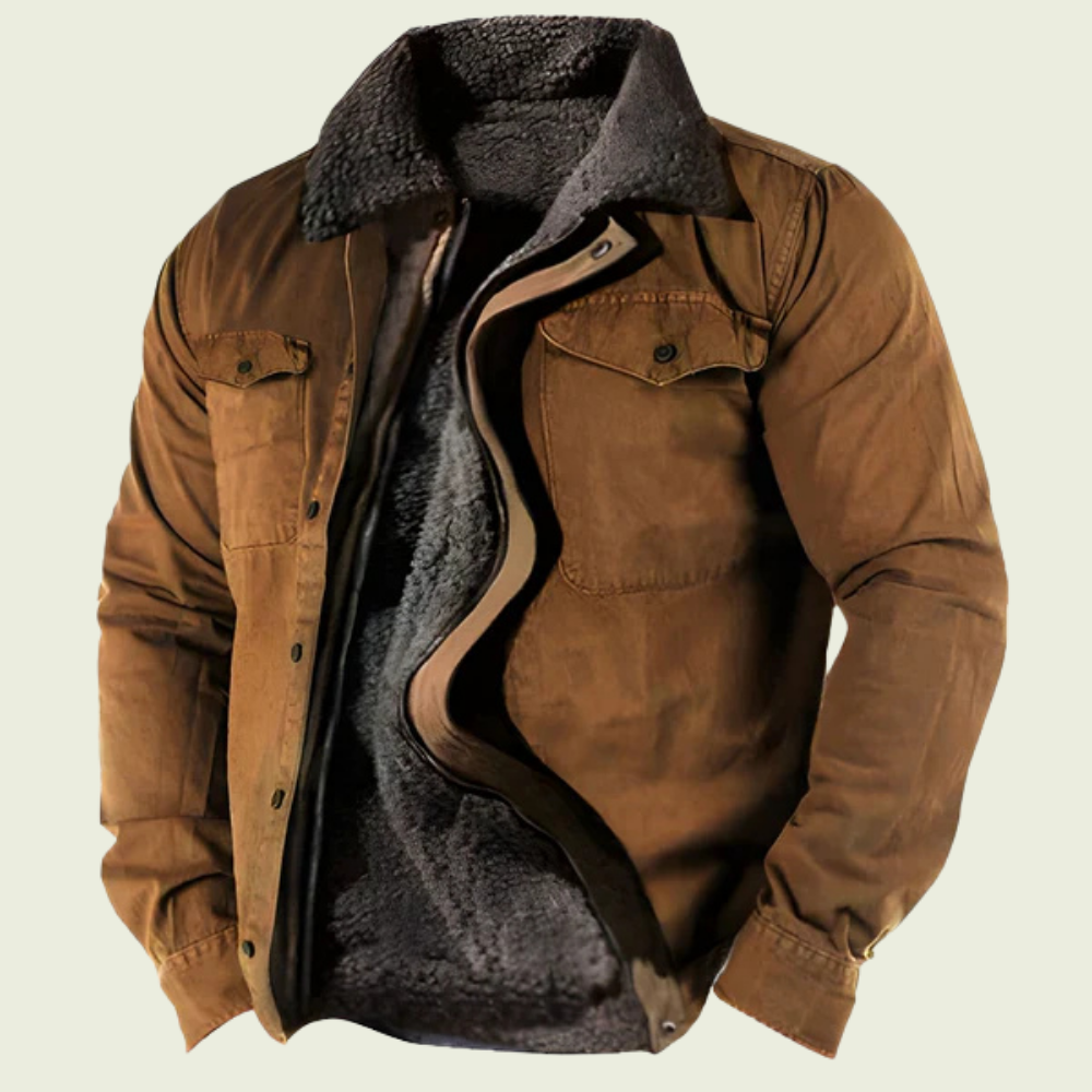 Vest i uldlook med fleeceforing og knapper til mænd