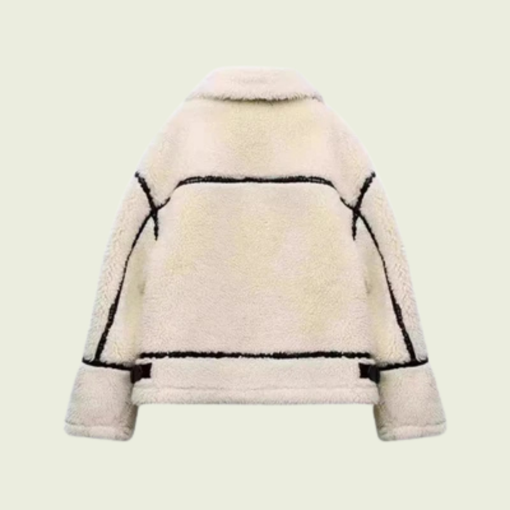 Veste Zippée Femme à Col Revers avec Garniture Imitation Fourrure Synthétique