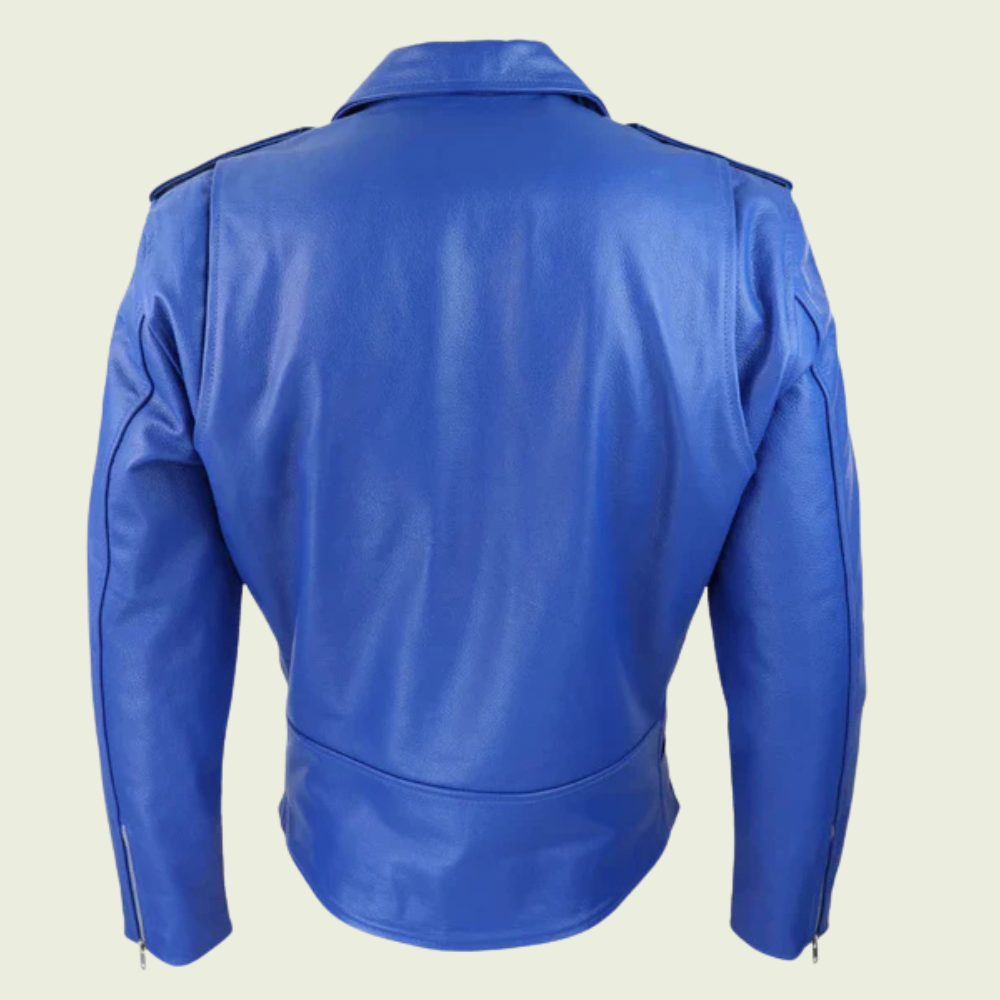 Jakke med lynlås og høj krave i syntetisk læderlook til mænd