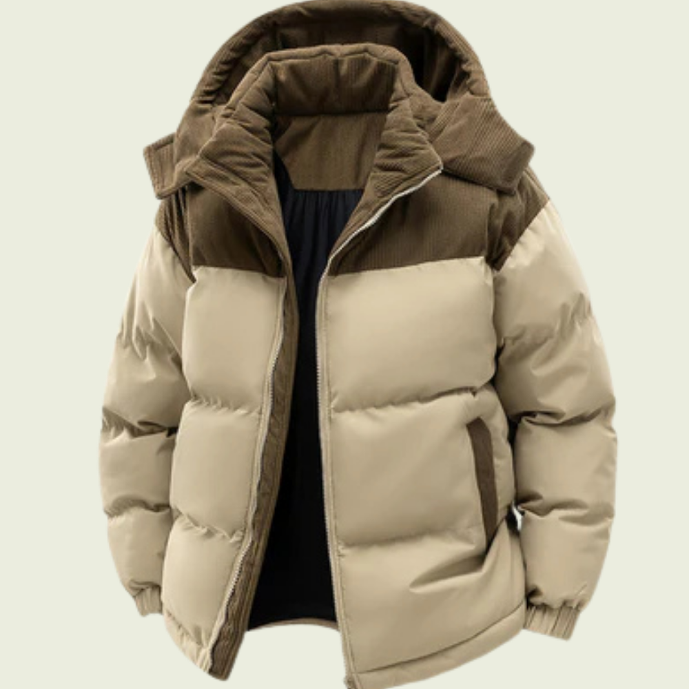 Vatteret vest i polyester med aftagelig hætte til mænd