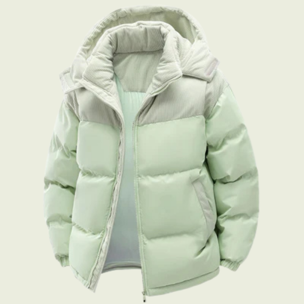 Vatteret vest i polyester med aftagelig hætte til mænd