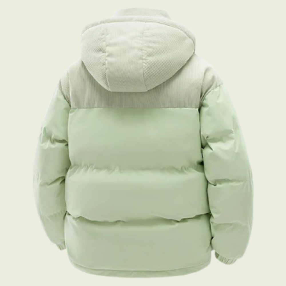 Vatteret vest i polyester med aftagelig hætte til mænd