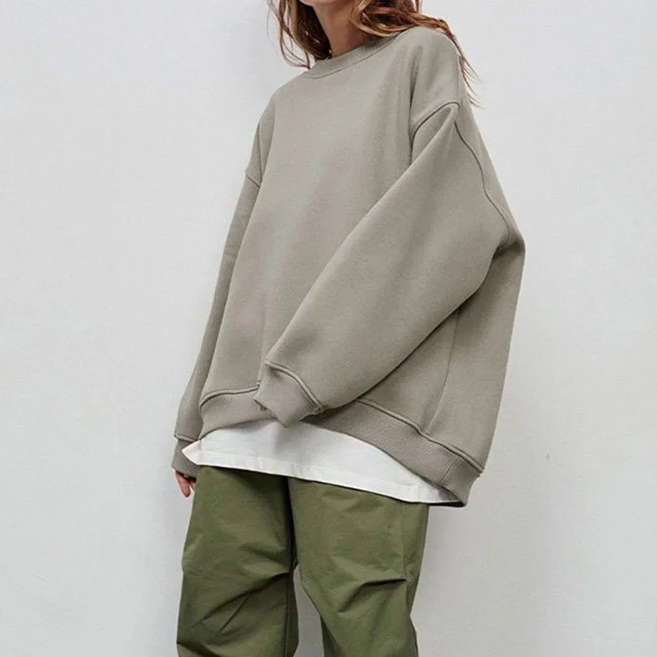 Sweat-shirt à col rond pour femmes, coupe décontractée