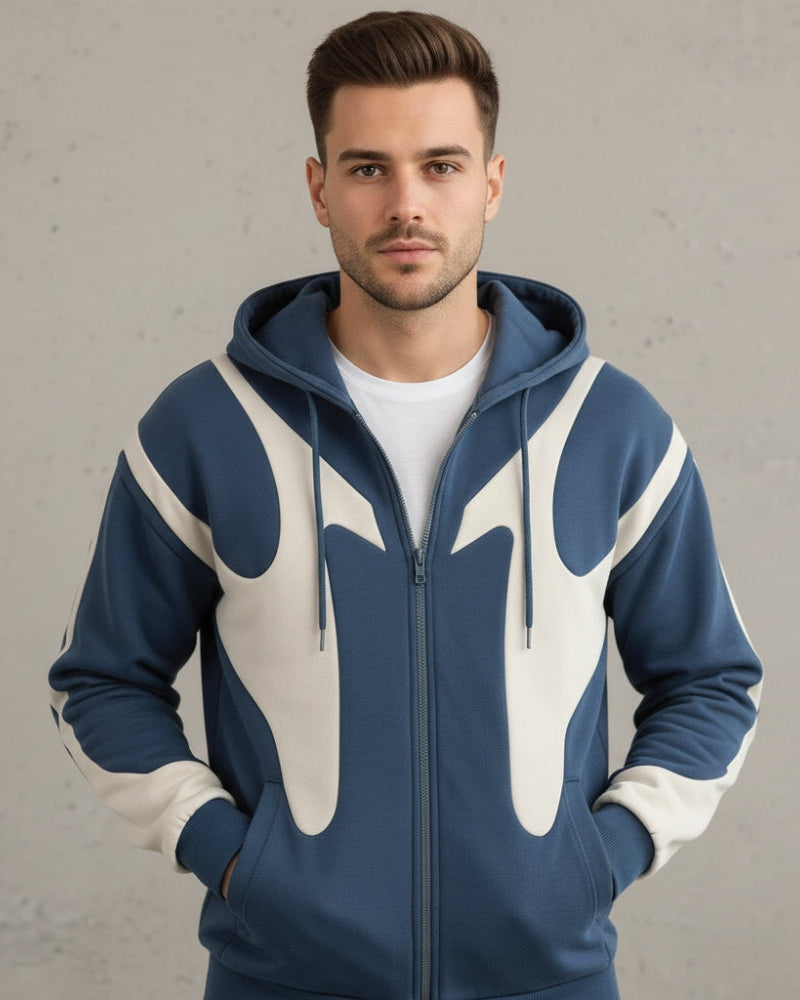 Hættetrøje med lynlås i urban stil med lige pasform til mænd