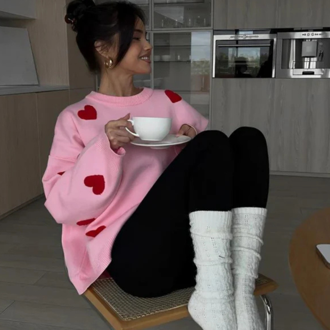 Pull Femme en Maille | Motif Cœur