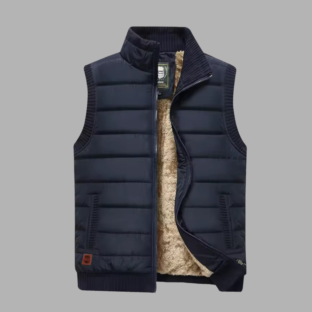 Gilet matelassé à col montant avec doublure en polyester pour homme