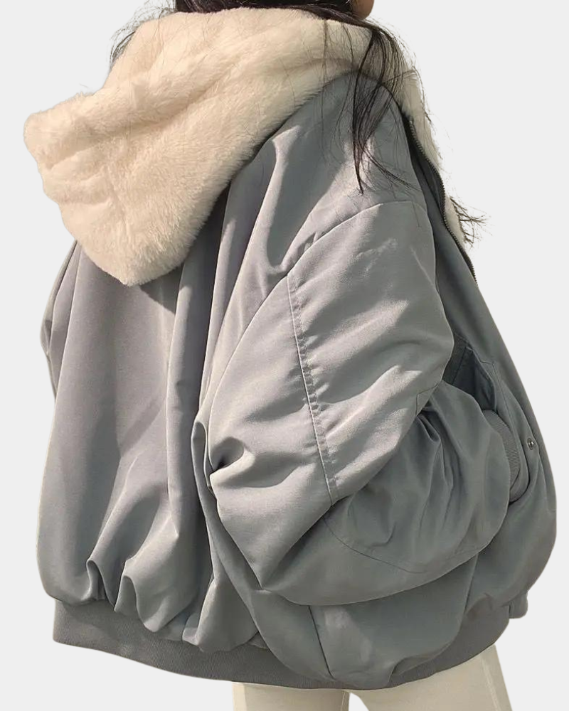 Vinterjakke til kvinder i quiltet, vandafvisende materiale med hætte i urban stil