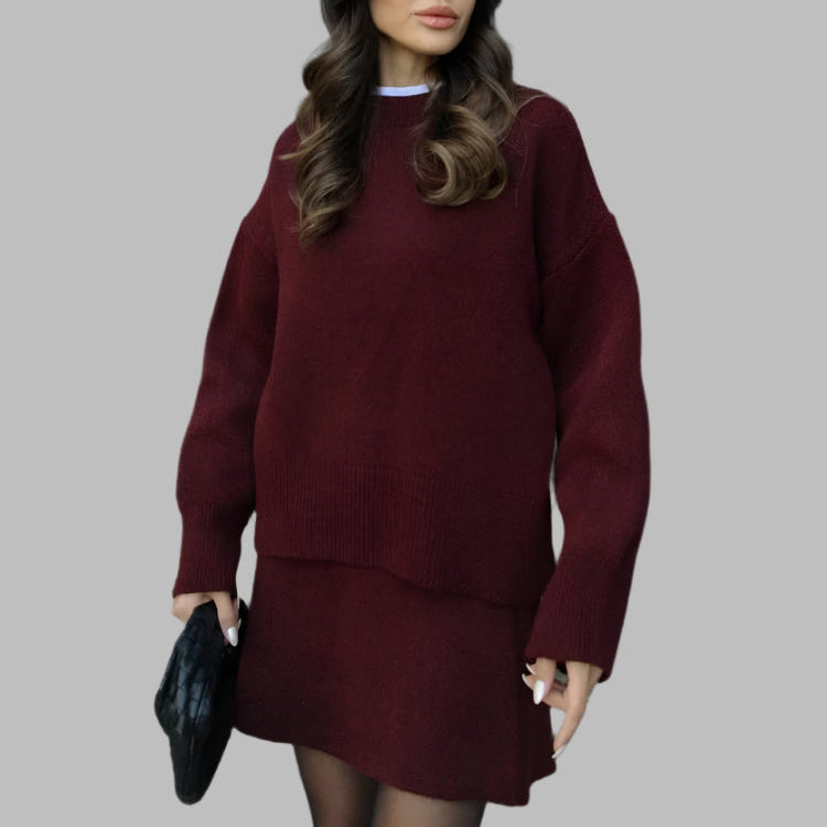 Ensemble Femme | Pull Tricoté et Jupe Évasée Courte