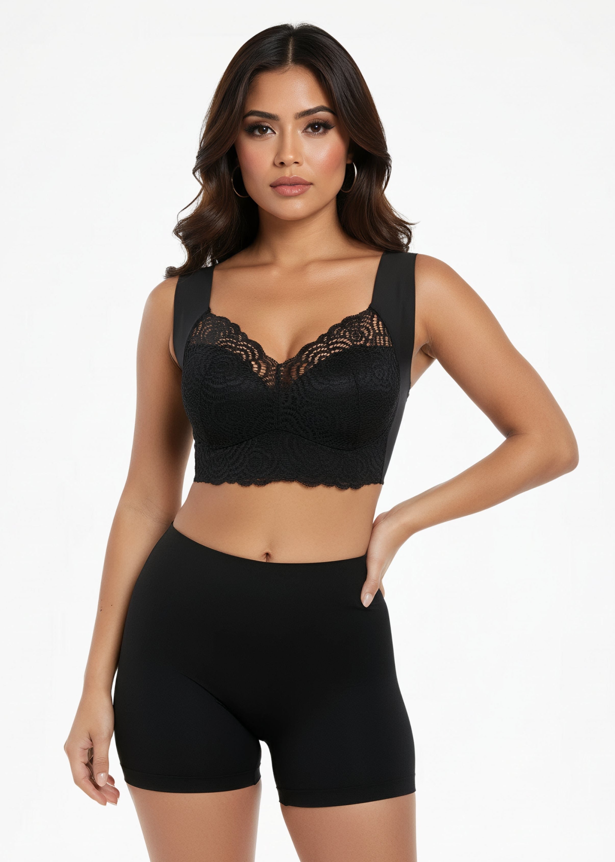 Bøjlefri Blonde-BH til Dame med Bånd under Busten