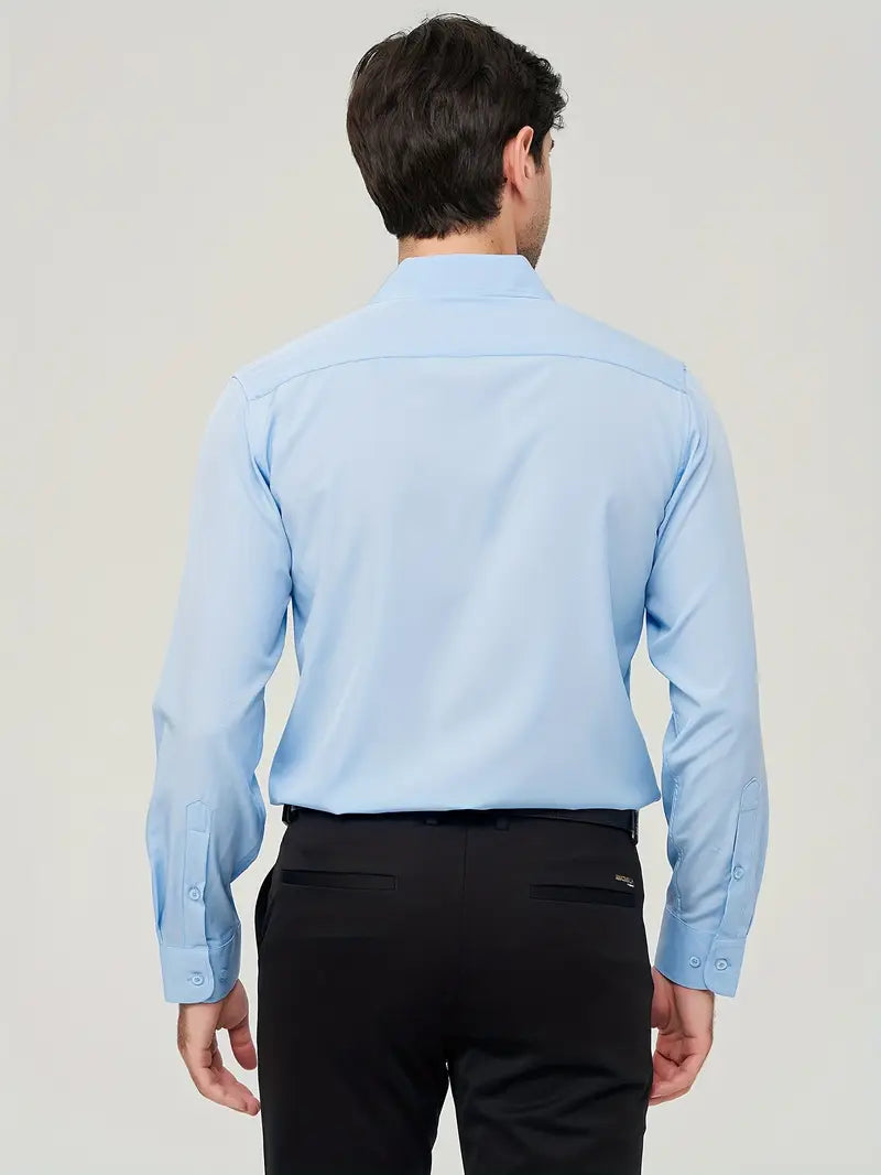 Elegant herreskjorte med lange ærmer i strækbart materiale