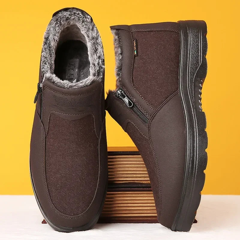Chaussures d'hiver doublées de fourrure pour homme