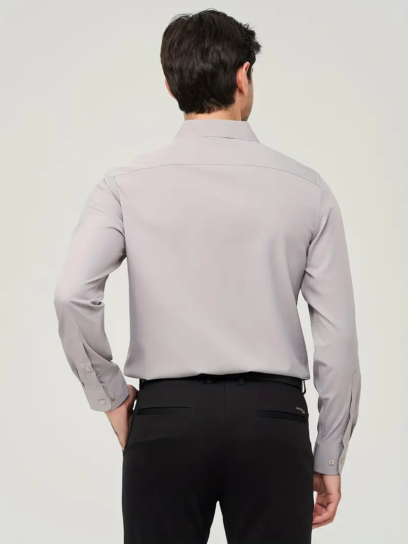 Elegant herreskjorte med lange ærmer i strækbart materiale