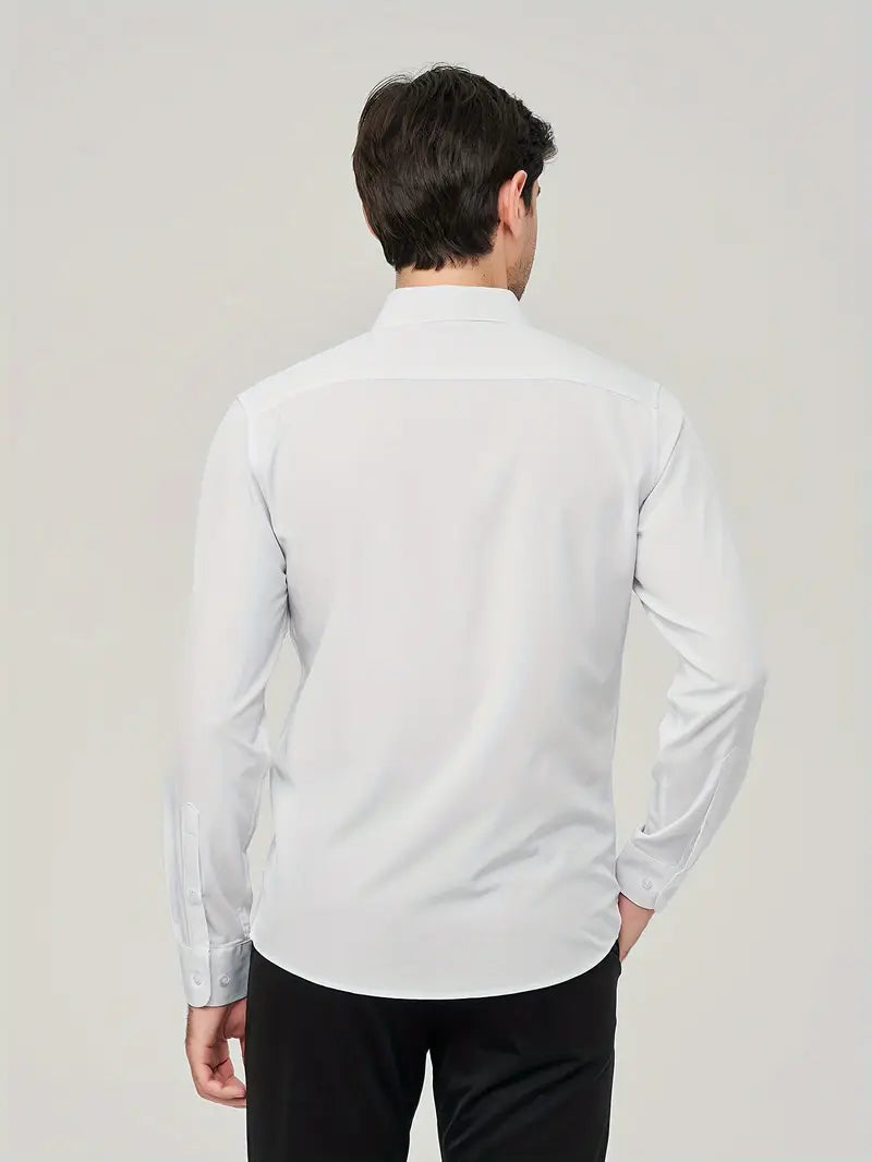 Elegant herreskjorte med lange ærmer i strækbart materiale