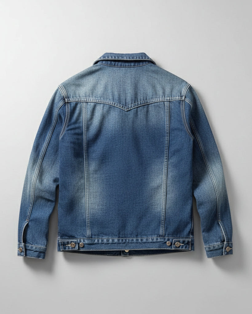 Vest i denimlook med fleeceforing og knapper til mænd