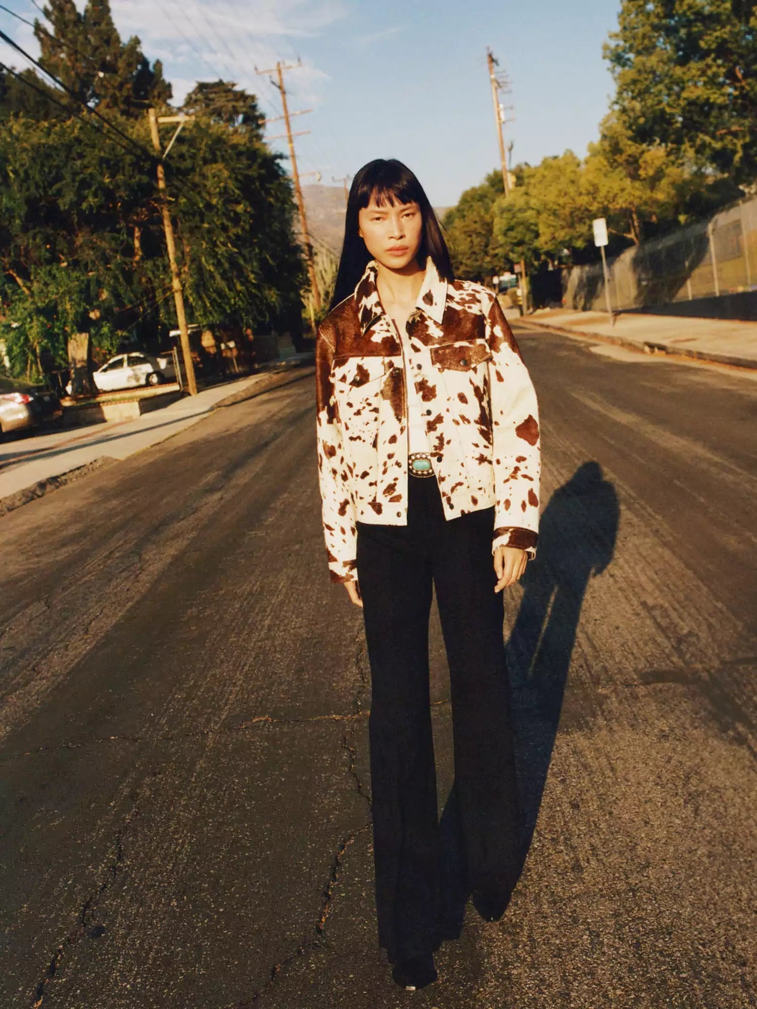 Veste à motif imprimé à revers avec poches plaquées pour femme