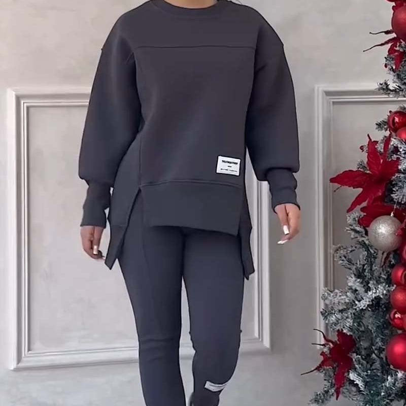 Ensemble Femme Haut Ample à Manches Longues et Pantalon Long Cheville