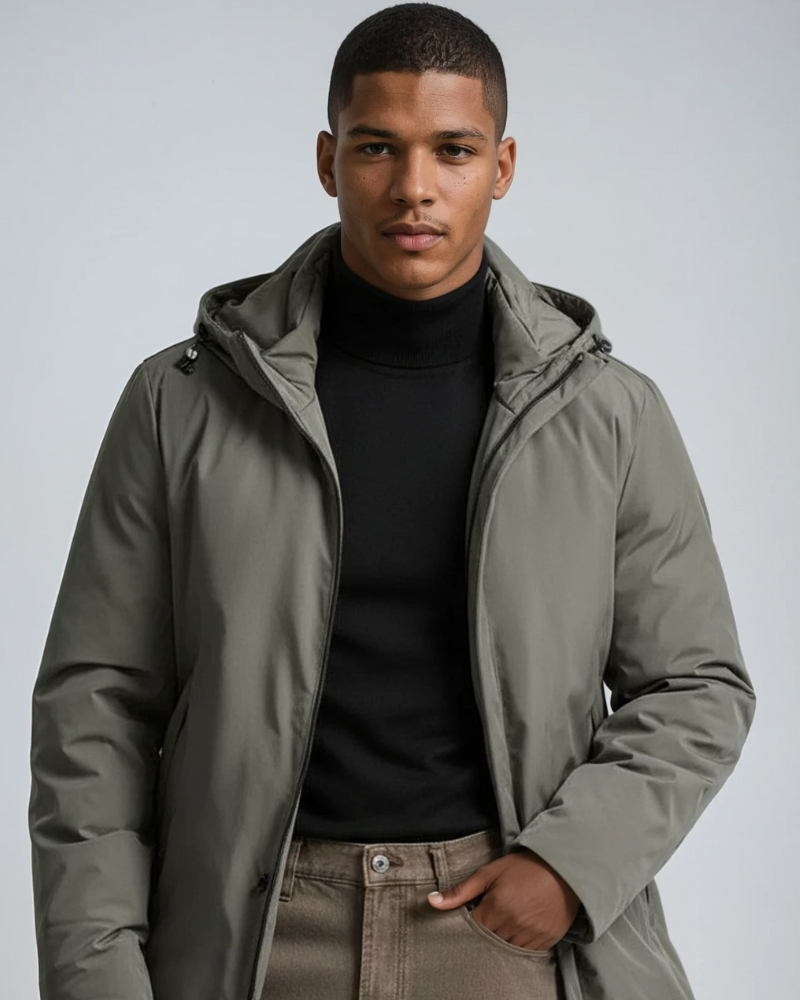 Parka med lynlåshætte til mænd