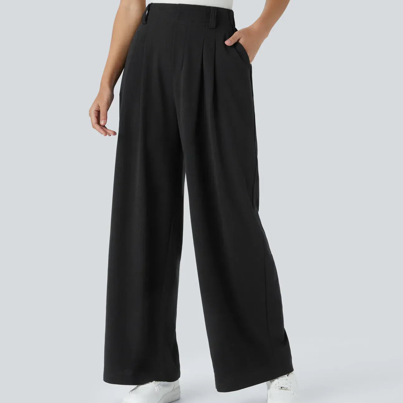 Pantalon Femme | Taille Haute à Jambe Large Unie