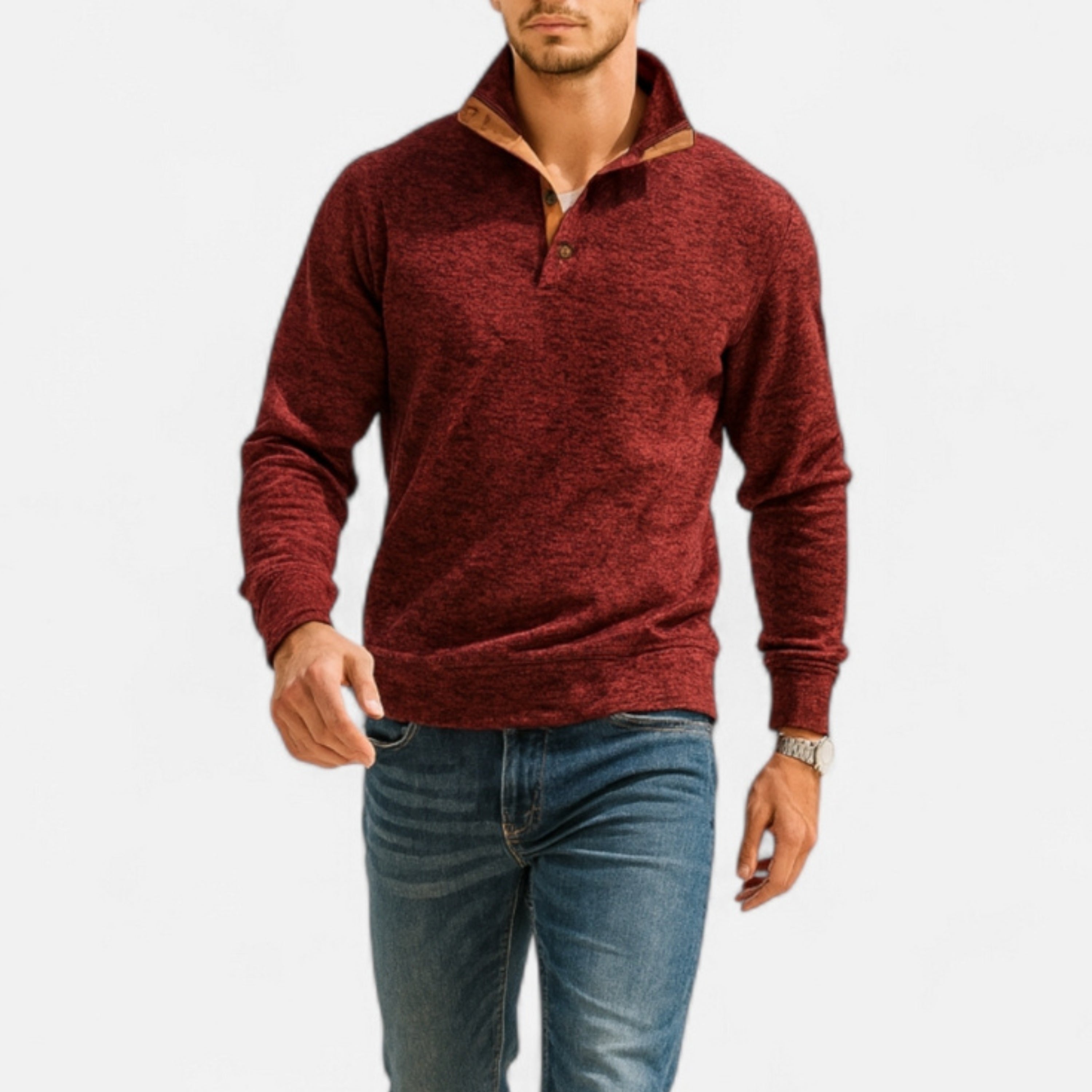 Sweatshirt à col boutonné pour homme