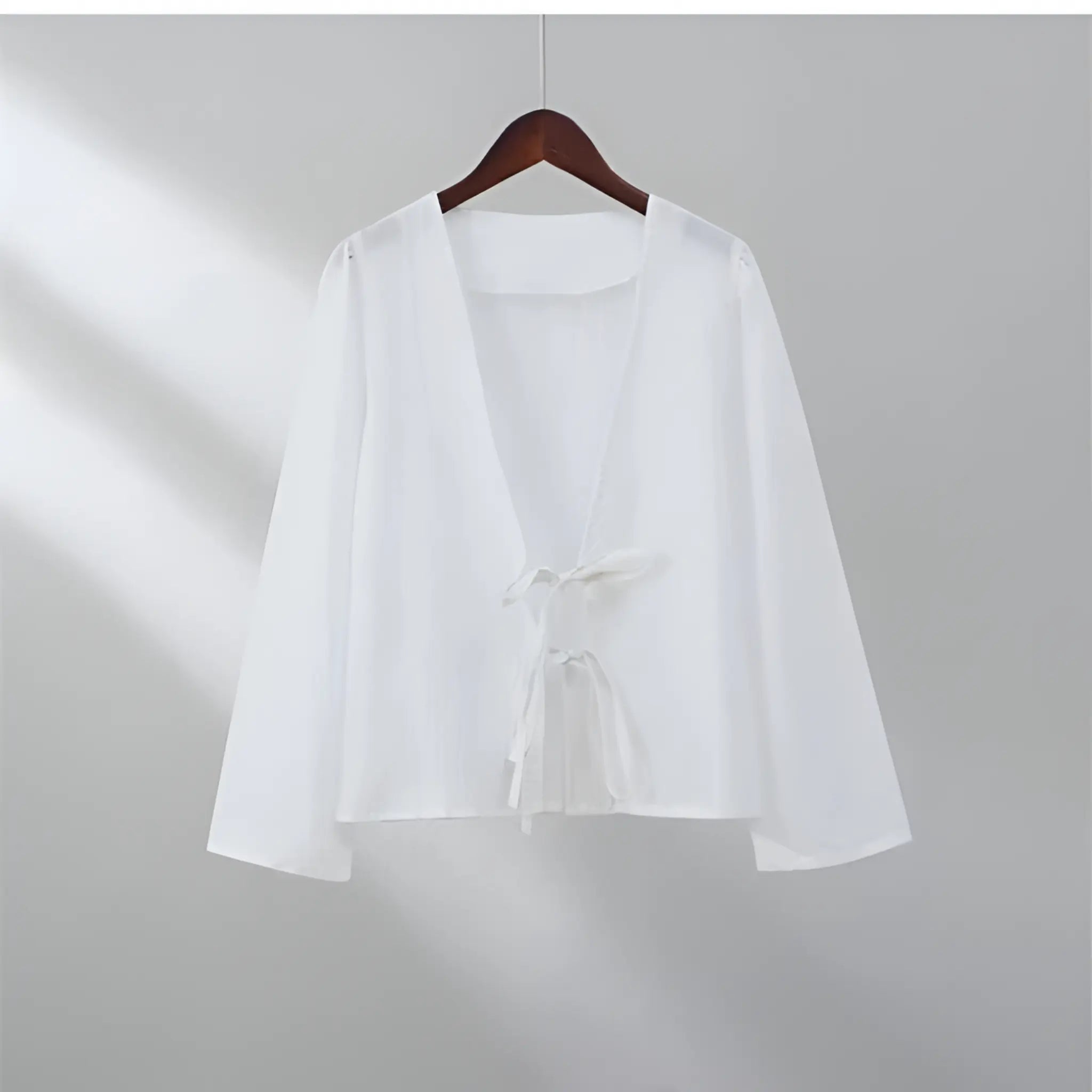 Groen Linnen Lace-Up V-Hals Shirt