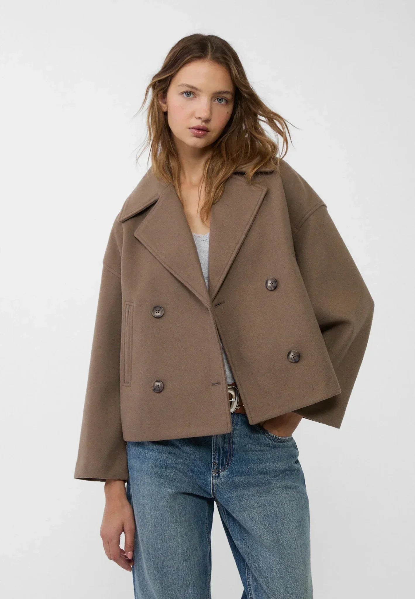 Veste courte à double boutonnage pour femme