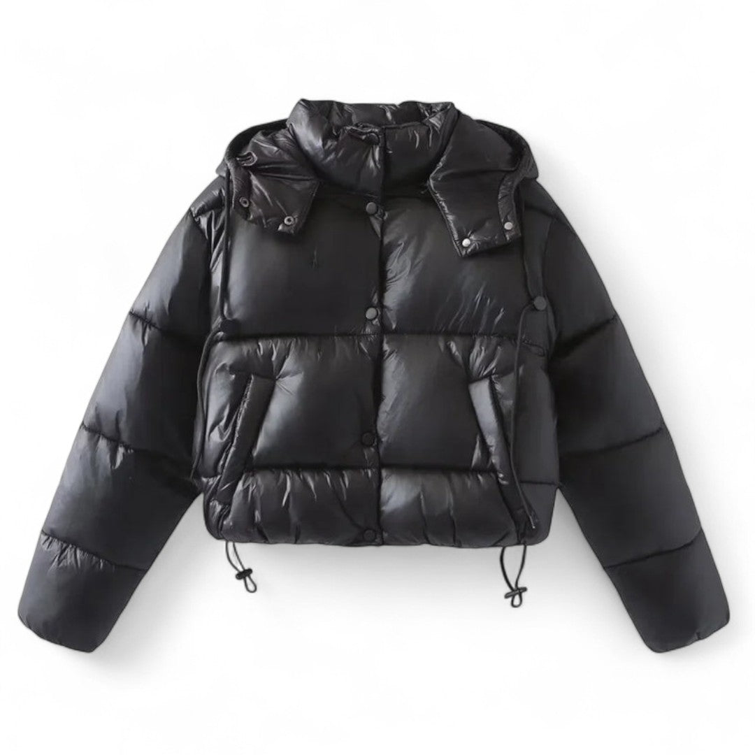 Veste matelassée à capuche courte pour femme